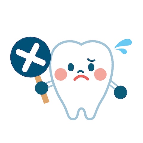 バツ印の歯のイラスト