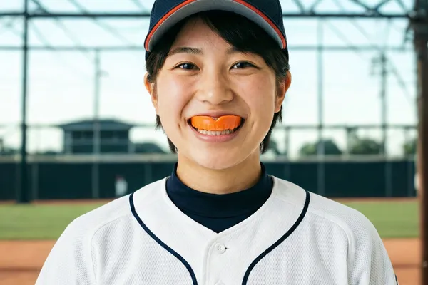 スポーツ用マウスピースを装着した選手のイメージ